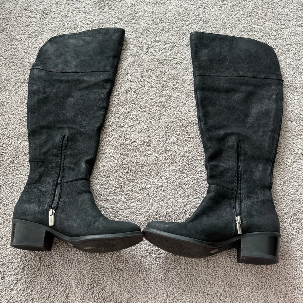 Vince Camuto‎ Black Over Knee Riding Boots Size 7.5 Bolina Pebbeled Leather